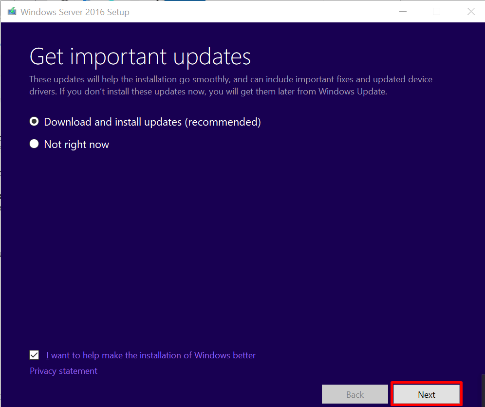 Installing Server 2016